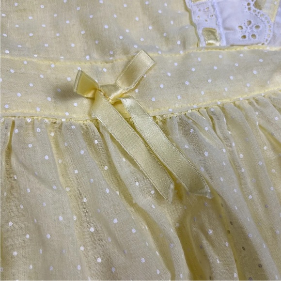 Vintage Handmade 2 Piece Yellow Polka Dot Ruffle Toddler Girls Pinafore - Picture 9 of 16